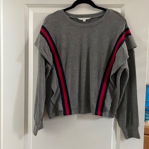 BB DAKOTA ALL GOOD VARSITY RUFFLE SWEATSHIRT - GREY